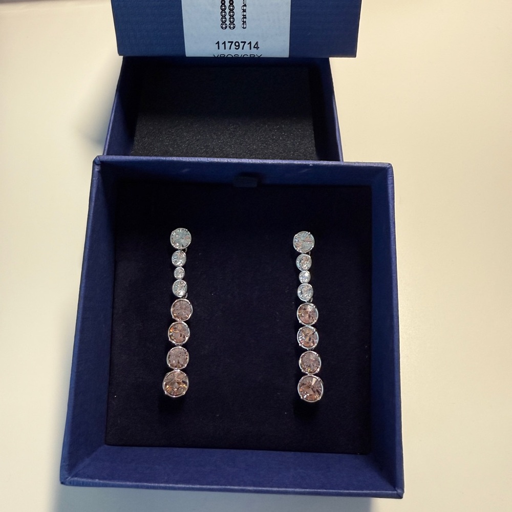Swarovski Silver and blush pink Drop Earrings
